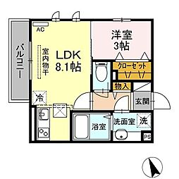 エネイブル 1LDKの間取図画像