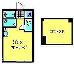 エスポワール日吉 ワンルームの間取図画像