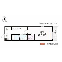 QUIET CRAB HOUSE 花月(仮) 1Kの間取図画像