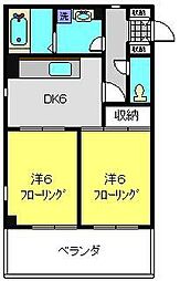 エクストール松山 2DKの間取図画像