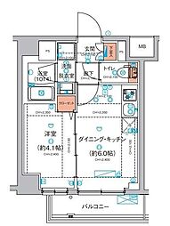 ハーモニーレジデンス東京羽田スカイブリッジ 1DKの間取図画像