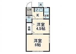 高島台アパート 2Kの間取図画像