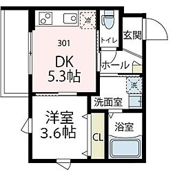 レジーナ川崎 1DKの間取図画像