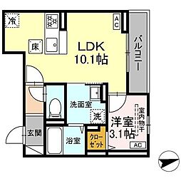 D Paina Egawa I 1LDKの間取図画像