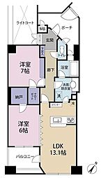 ロワール鶴見中央 2LDKの間取図画像