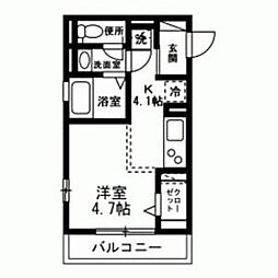 カンパニュール仲通 ワンルームの間取図画像