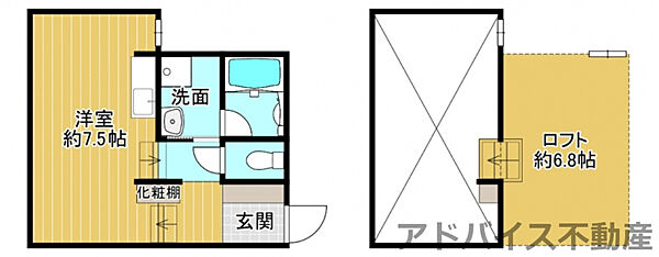 RENATUS CALERO D 202｜福岡県八女市本村(賃貸アパート1SK・2階・34.84㎡)の写真 その2