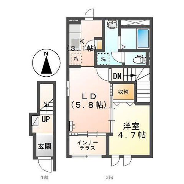 イーストゲート・スクエア ｜長野県長野市中御所 2丁目(賃貸アパート1LDK・2階・42.34㎡)の写真 その2