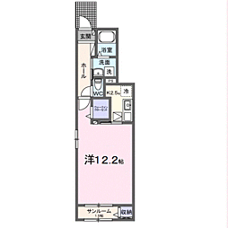 メゾンラテ稲葉 1階1Kの間取り