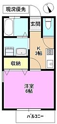 ビレッジエリカ 1Kの間取図画像