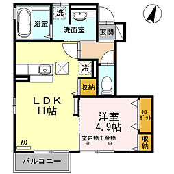 ウィークス 1LDKの間取図画像