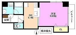 ダイビシマンション 1DKの間取図画像