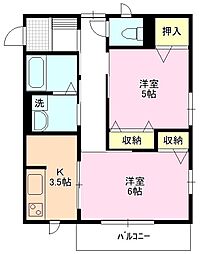 エスポワール鐘ヶ瀬 2Kの間取図画像