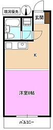 クーフナガノ ワンルームの間取図画像