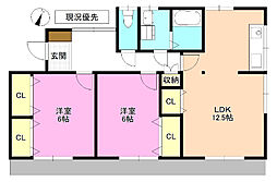 松山荘 2LDKの間取図画像