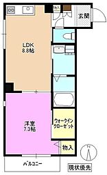 フローラルスクエア 1LDKの間取図画像