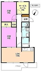 ホワイトハイツ東館 2SLDKの間取図画像