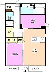 CS鶴賀ブレインマンション 2LDKの間取図画像