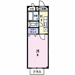 アウローラハイツ 1Kの間取図画像