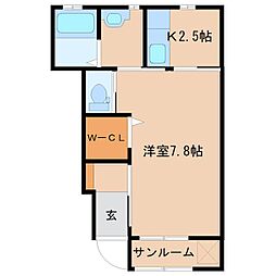 サンウェーブ 1Kの間取図画像