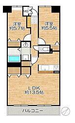 グランドーレ大道 2LDKの間取図画像