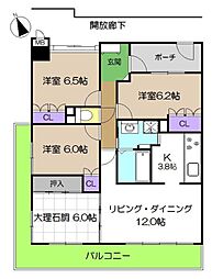 サーパス新田 4LDKの間取図画像