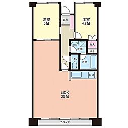 アーネスト針木 2LDKの間取図画像