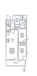 都営浅草線 本所吾妻橋駅 徒歩2分の賃貸マンション 6階2LDKの間取り