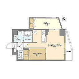 アルファコート曳舟2 1SLDKの間取図画像