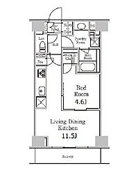 レジディア千駄木 3階1LDKの間取り