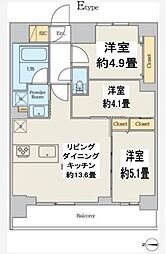 都営浅草線 本所吾妻橋駅 徒歩2分の賃貸マンション 8階3LDKの間取り