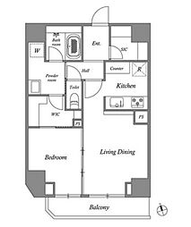 東京メトロ銀座線 田原町駅 徒歩3分の賃貸マンション 8階1LDKの間取り