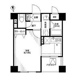 東京メトロ日比谷線 入谷駅 徒歩3分の賃貸マンション 7階1Kの間取り