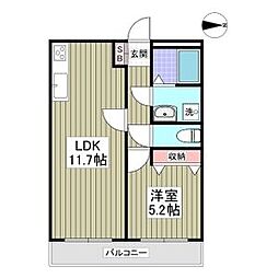 第六竹石マンション 1LDKの間取図画像