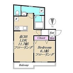 エテルノ亀有 仮) 1LDKの間取図画像