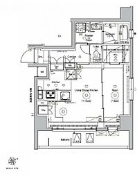 シーフォルム上野アジールコート 1LDKの間取図画像