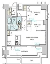 Brilliaist上野稲荷町 2LDKの間取図画像
