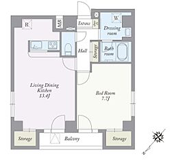 KS入谷EAST 1LDKの間取図画像