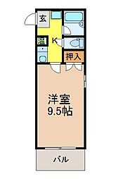 ムーニー朝日No.2 1Kの間取図画像