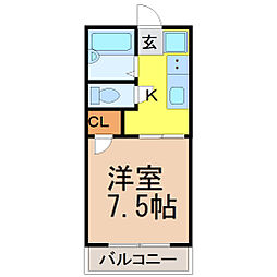 メゾンみつるぎ 1Kの間取図画像