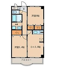 コーポ・ひかり 2DKの間取図画像