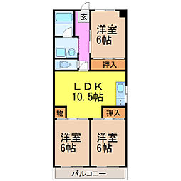 浅井ハイツ 3LDKの間取図画像