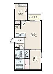 storia桜本町 2LDKの間取図画像