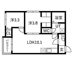 ilusion桜本町 2LDKの間取図画像