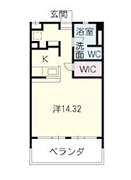 オスマンサスフラグランス ワンルームの間取図画像