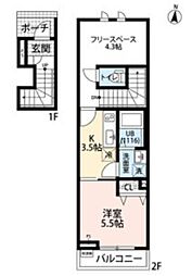 リヴェール瑞穂 1SKの間取図画像