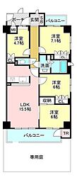 サーパス三輪 4LDKの間取図画像