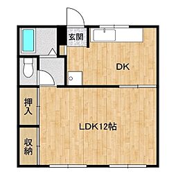 大栄ハイツ 1階1DKの間取り