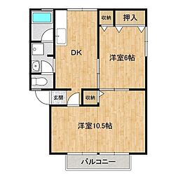 アーバン 2DKの間取図画像