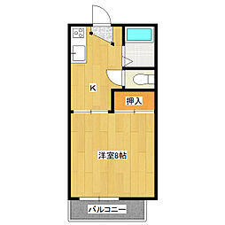 コーポ綿引10号 1Kの間取図画像